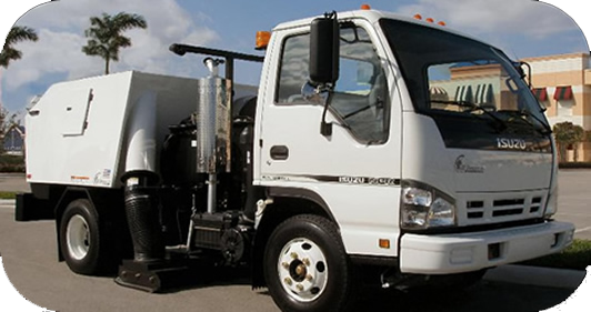 Sweeping and Striping Truck In Mesa Arizona Parkinglot